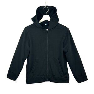 Old Navy Hooded Sweatshirt Large (10-12)‎ Boys Fleece Zip Front Black Jacket